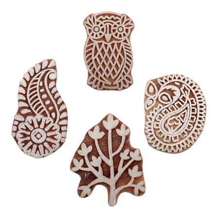 Set of 4 Piece New Mix Wooden Printing Blocks